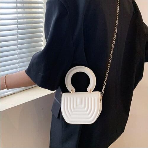 Miniature stylish square box clutch bag ladies cross - slung chain small square bag embroidered thread