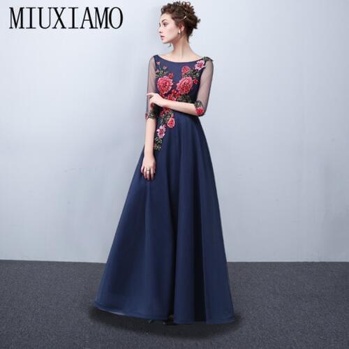 MIUXIMAO Custom Plus Size Luxury Flower Embroidery Maxi Dress Diamonds Fashion Party Dress Elegant Long Dress Women Vestido