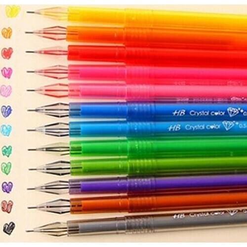 12 Colors Ink Students Cartoon Fresh Star Color Cute Gel Pen Set Study Kwaii- Stationery Set