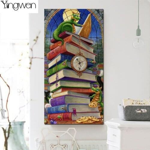 Dragon Drawing Home Art Craft DIY Full Diamond Painting Dinosaur Read Books Picture Mosaic Kit Rhinestone Resin Embroidery Decor