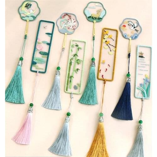 DIY Craft Cross Stitch Bookmark Needlework Embroidery Crafts Package Embroidery Starter Plant Pattern Threads Handmade