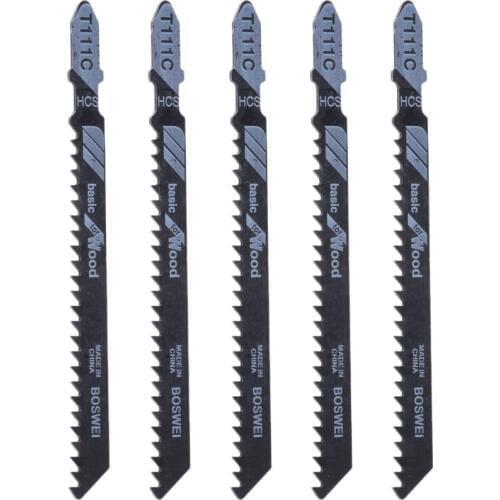5 Pcs T111C 4 Inch HCS T-Shank Jigsaw Blades Set For Wood PVC Plastic Cutting Dls HOmeful
