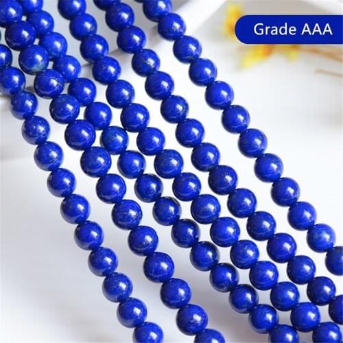 Grade AAA Natural Lapis Lazuli Beads NOT Dyed 3mm-8mm Smooth Polished Round 15 Inch Strand QS10