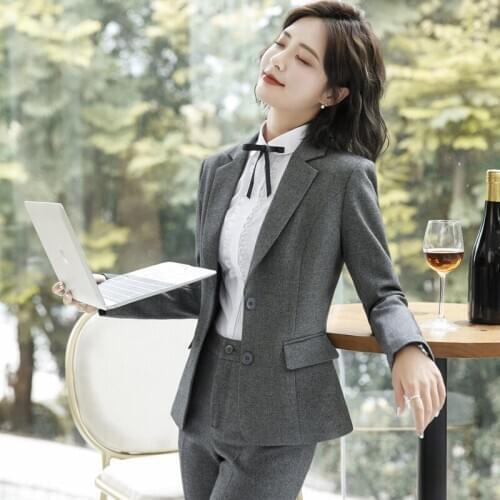 IZICFLY New Spring Fall Trouser and jacket black suit women Work Wear Elegant Business two piece ladies office pant blazer suit