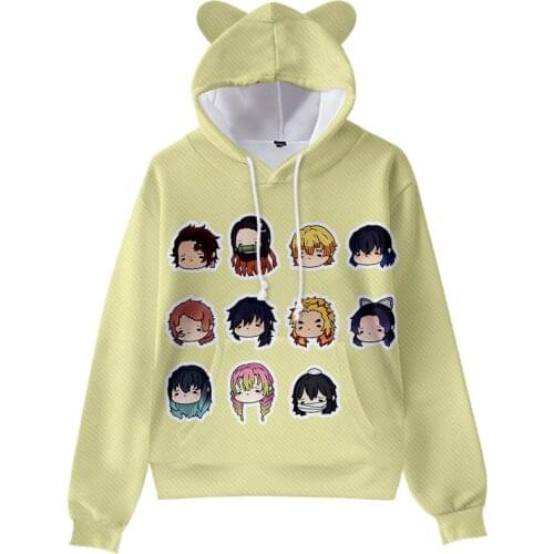 Suitable 3D Comic Demon Slayer Hoodie Boys Girls Sportswear Autumn Anime Kimetsu no Yaiba Kawaii Cat Ears Kids Hoodie Pullovers