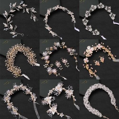 Pearl Rhinestone Flower Headband Hairband Tiara Hair Accessories For Women Bride Wedding Hair Accessories Queen Party Tiara Gift