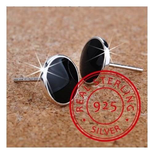 Hot sell fashion black men`s earrings 925 sterling silver men stud earrings jewelry wholesale anti-allergic gift drop shipping