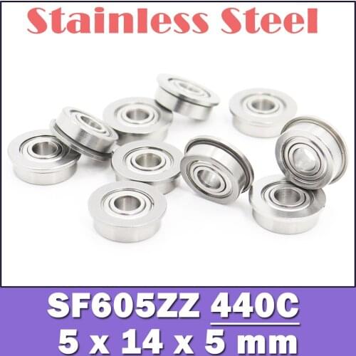 SF605ZZ Flange Bearing 5x14x5 mm 10PCS Double Shielded Stainless Steel Flanged SF605 Z ZZ Ball Bearings SF605Z F605 DDLF-1450HH