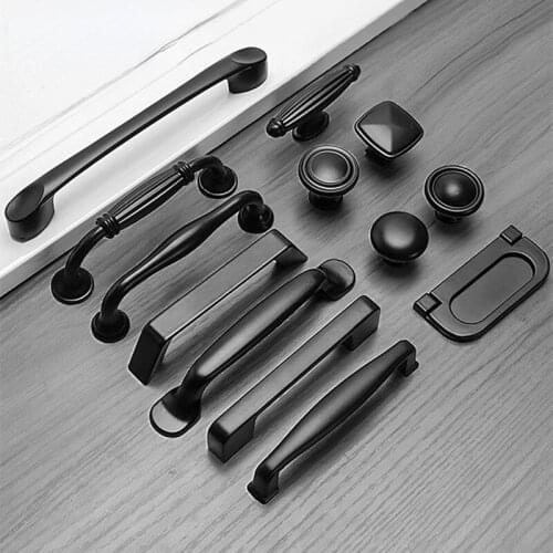 Modern Cabinet Handles Solid Aluminum Alloy Door Knobs and Handles Kitchen Cupboard Pulls Drawer Knobs Furniture Handle Hardware