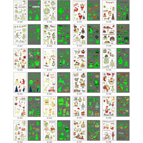 Luminous Christmas Kids Tattoo Stickers Cartoon Fun Stickers Temporary Tattoo on Face Arm Leg for Child Art Decoration