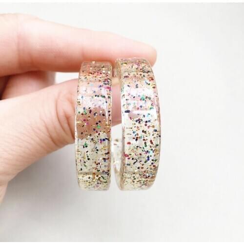 UJBOX Colored Glitter Sequin Earrings Women Resin Hoop earrings