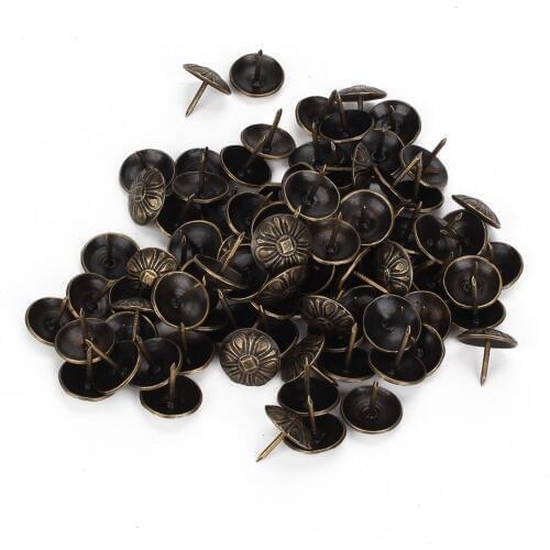 Vintage Bronze Iron Upholstery Nails Tacks Studs Pins 16x15mm Pack Of 100