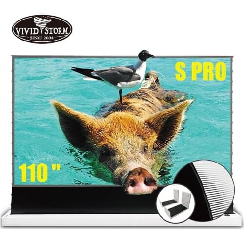 VIVIDSTORM S PRO 110 Inch Electric Portable Projection Screen for Ambient Light Rejecting Ultra Short Throw Laser 4k Projector
