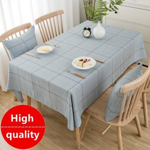 High quality luxury cotton Linen Table cloth houndstooth waterproof oilproof NO-wash hotel Wedding Dining room Table Cloth Cover