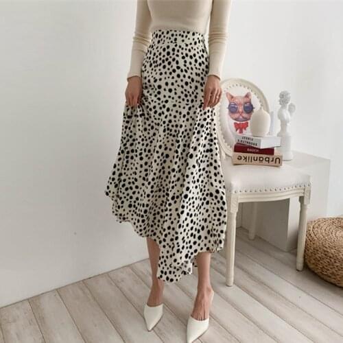 Limiguyue Summer Irregular Polka Dots Print Women Midi Skirt Elastic High Waist Loose Female Faldas Chic Boho Print Skirts K610