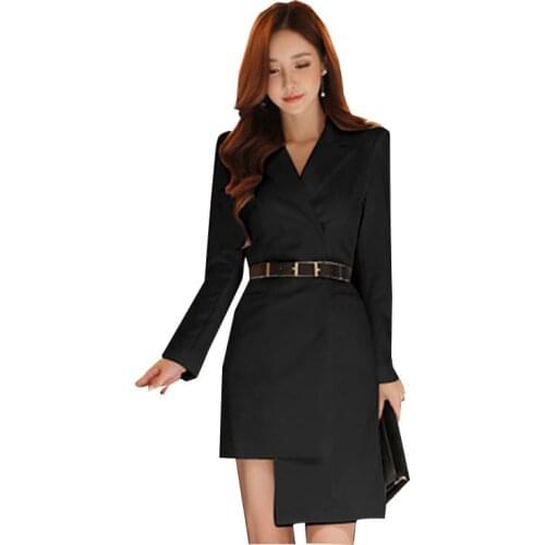 Irregular jacket women dress fashion women white dress single-breasted temperament slim package hip OL professional dress