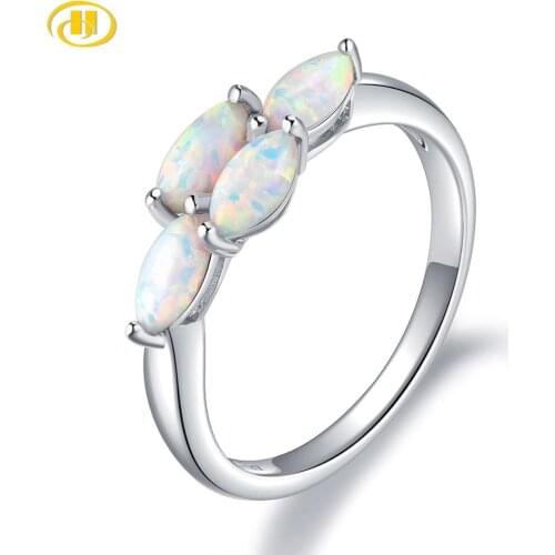 Hutang Exquisite Nano Opal Ring For Women White Gold Plated Sterling Silver 925 Female Ring For Best Friend Birthday Gift