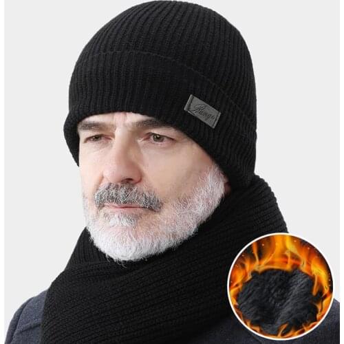 2021 Winter Hat for Old People Solid Knit Beanies Hat Men Autumn Winter Warm Comfortable Hat Outdoor Accessories Thick Hat
