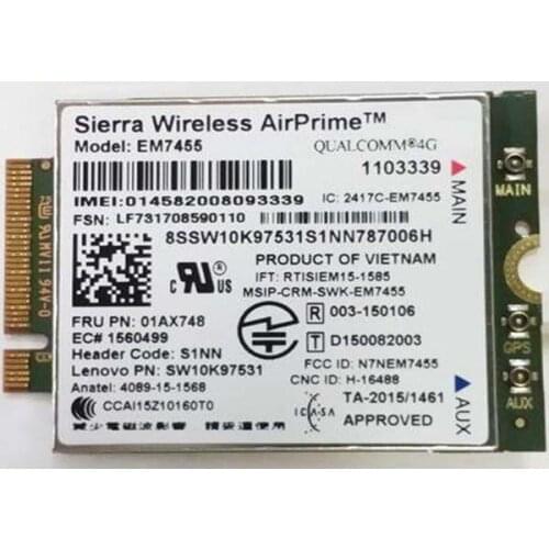 01AX748 EM7455 4G LTE card for lenovo thinkpad X260 X270 T470S x1 Mobile Module Wireless wwan NGFF card