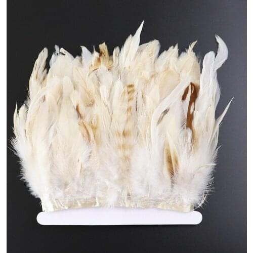 1 Meter Natural White Rooster Feathers Trim 12-15 CM Pheasant Plumes Fringe For Diy Clothes Needlework Decoration Decor Crafts