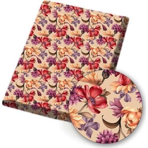 Polyester Cotton Fabric Flower Printed Cloth Sheets DIY Dress Crafts Supplies Home Textile Patchwork Handmade Bags 45*150cm 1pc