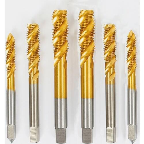 1Pcs Machine Taps Drill Bits Titanium-plated HSS Spiral Thread Plug Taps Tools Parts M2 M2.5 M3 M4 M5 M6 M8 M10 M12
