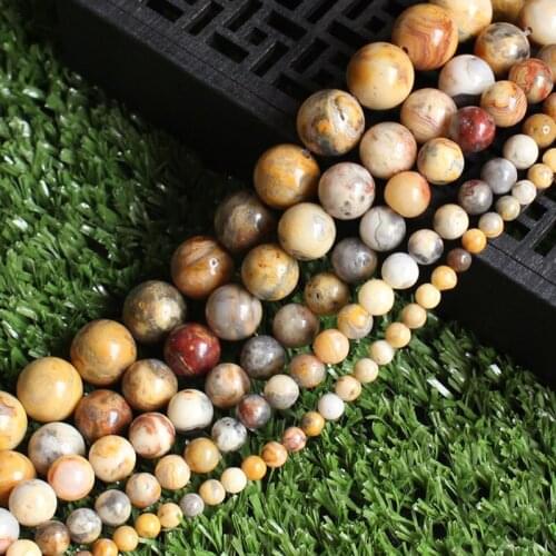 2-14mm Natural Round Yellow Crazy Lace Agates Beads For Jewelry Making Beads Bracelets 15'' Needlework DIY Beads Trinket