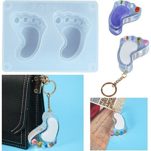 2 Companies Feet Pendant Silicone Mold For Handmade DIY Bag Jewelry Decoration Accessories Epoxy Resin Mold Key Chain Making