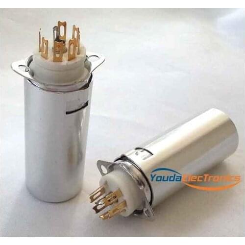 2PCs Gold plated GZC7-F-B-55-G 7pin Vacuum tube socket with shield for 6Z4 6AU4 EF94 6BH6 6A2 6K4 6J5