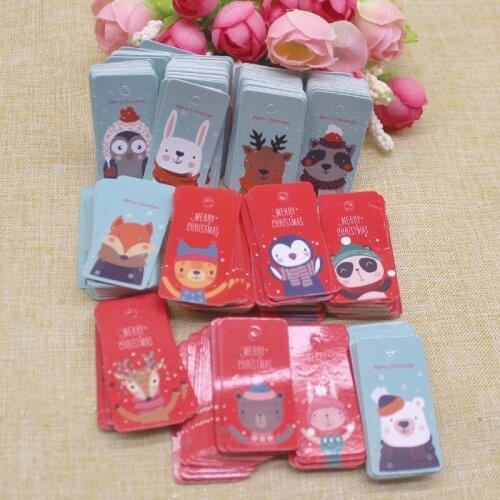 2x4cm 50Pcs Tag 50 String Merry Christmas Labels Gift Wrapping Paper Hanging Cards Xmas DIY jewelry tag card