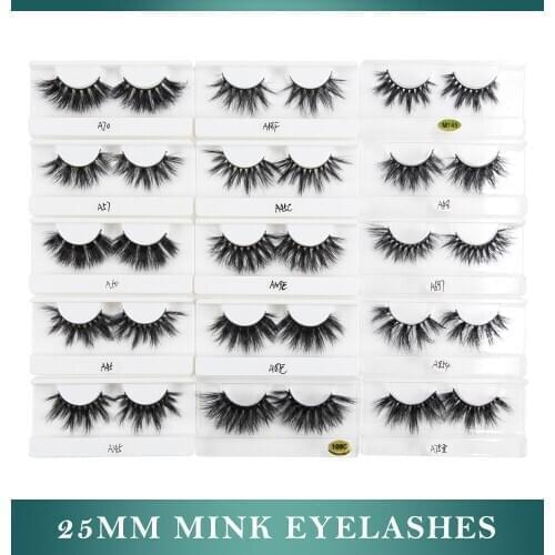 5/10/20/30/50 pairs 25mm Mink False Eyelashes Wholesale Fluffy Messy 3D Mink Lashes Makeup Dramatic Long Mink Eyelashes