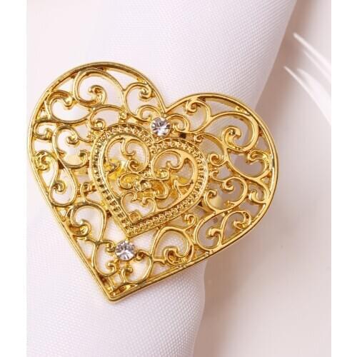 8PCS/Metal plating love napkin ring Valentines day table decoration jewelry holiday love shape napkin ring