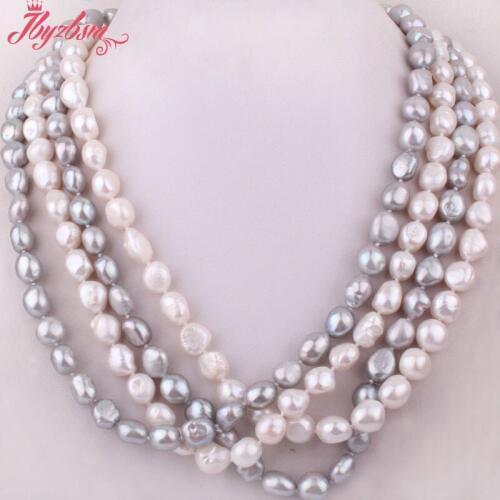 8x9-9x11mm Freeform Freshwater Pearl Natural Stone Beads Fashion Handwork Knot For Woman Christmas Gift Necklace 45"