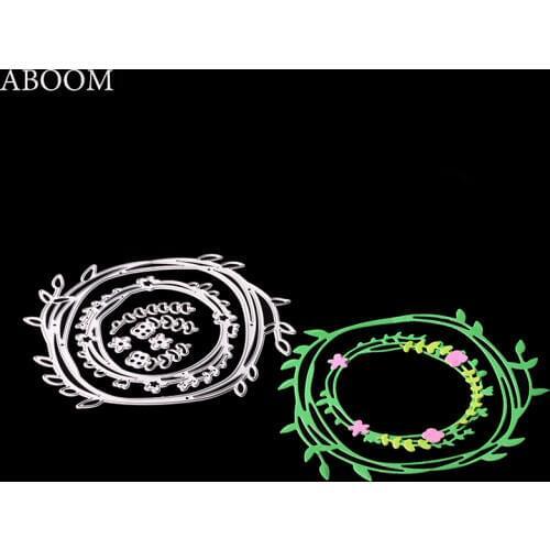 ABOOM Hot Garland Floral Hoop Metal Cutting Dies Embossing Stencils For Scrapbooking Photo Album Decoration Paper Craft Die Cut