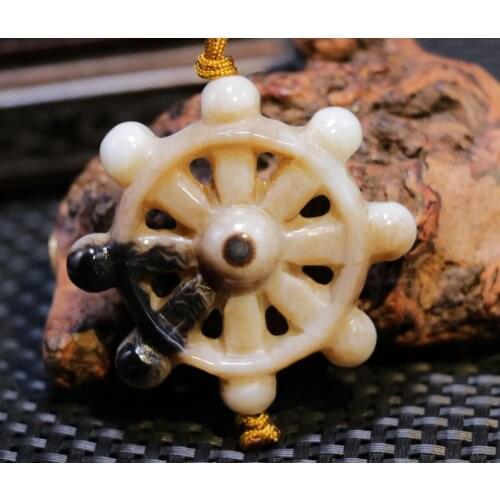 Big Treasure Talisman Magic Power Tibetan Old Onyx Falun Fortune Wheel Heaven Eye Totem Amulet AJK9898 Timestown