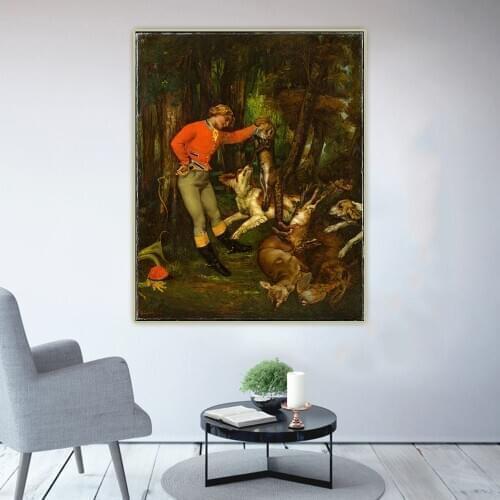 Citon Gustave Courbet《After the hunt》Canvas Oil Painting Artwork Poster Picture Backdrop Wall Decor Home Living room Decoration