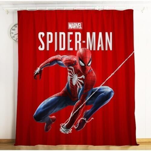Disney Spiderman tapestry curtain cartoon spiderman hero expedition blackout curtain window valance curtains for living room