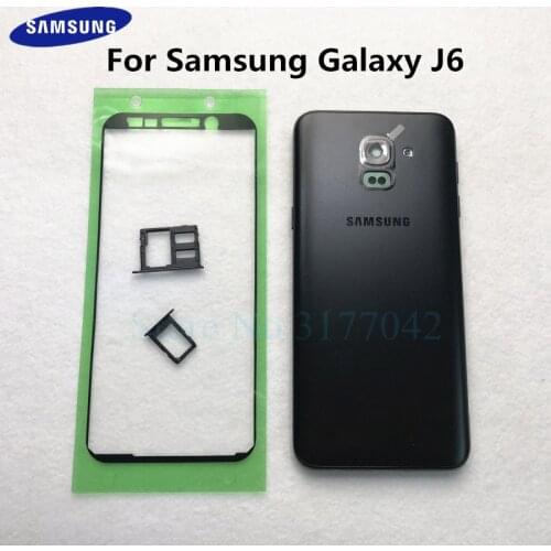 For SAMSUNG Galaxy J6 J600 SM-J600F 2018 Full Housing Middle Frame Rear Battery Door Back Cover Case Complete Parts Replacement