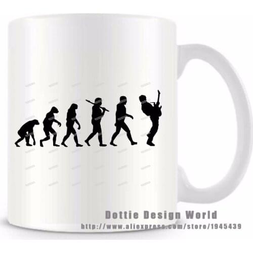 Guitar Evolution funny novelty travel mug cup 11oz coffee milk tea mugs creative Personalized Mothers day Birthday Easter gifts