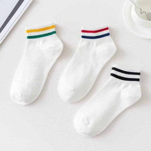 Hot Sale Sttiped Womens Mens Socks White Casual Socks Women Woman Summer Coton College Style Womens Socks Zapatos De Mujer