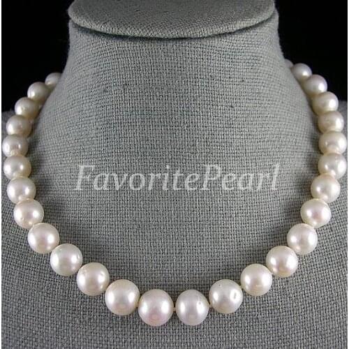 Favorite Pearl Necklace Huge Size 12-14mm 18 inch White Color Freshwater Pearl Necklace Perfect Fine Jewelry Wedding Women Gift