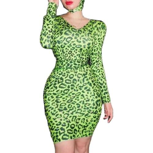 Fashion Sparkly Rhinestones Women Mini Dress Long Sleeve V-Neck Tight Stretch Dress Leotard Singer Stage Wear Nightclub Costumes