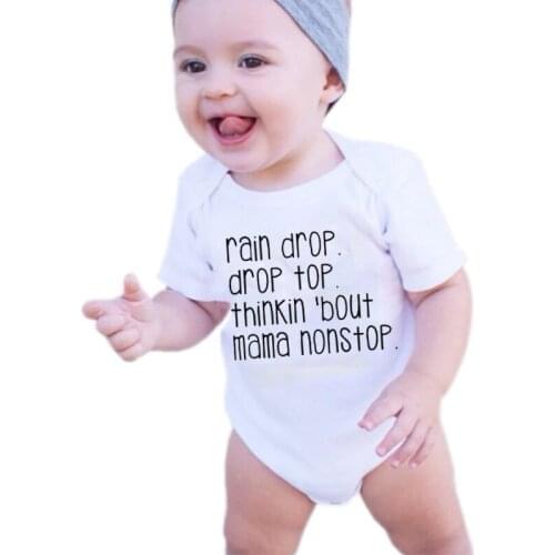 Rain Drop Drop Top Thinkin Bout Mama Nonstop Fashion Newborn Baby Romper Cute Boy Girl Jumpsuit Kids Clothes Baby Toddler Outfit