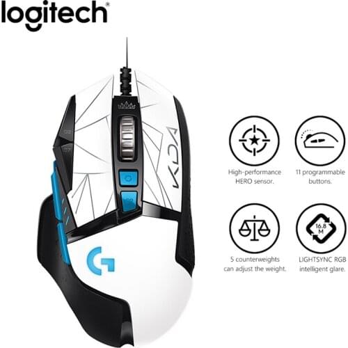 Logitech G502 HERO KDA Gaming Mouse USB Wired PC Mice 25600 DPI RGB Optical HIGH PERFORMANCE Gaming Mouse For Laptop PC