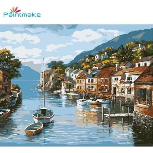 PAINTMAKE Landscape DIY Painting By Numbers no frame Drawing Kits Oil Hand Painted On Canvas Home Decoration Wall Art Picture