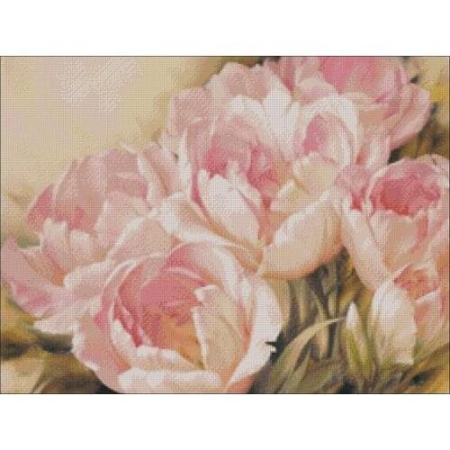 Top Quality Mixed Stitch, Pink flower, plant Embroidery Needlework 14CT Unprinted Cross Stitch Kits Art DIY Handmade Decor