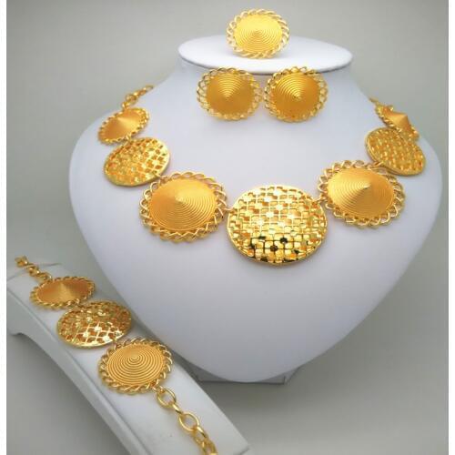 Kingdom Ma Nigerian Wedding African Beads Jewelry Set For Women Gold Color African Costume Jewelry Set Dubai Pearl Jewelry Sets