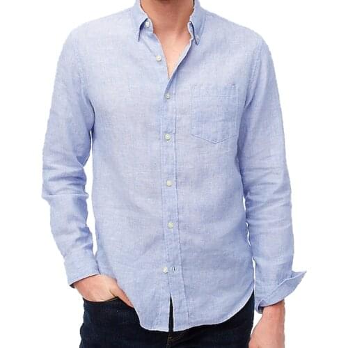 2021 Linen Cotton Shirts Tailor Made Shirts Custom Made Dress Shirts Custom Fit Light Blue Tailored Men Linen Shirts Long Sleeve