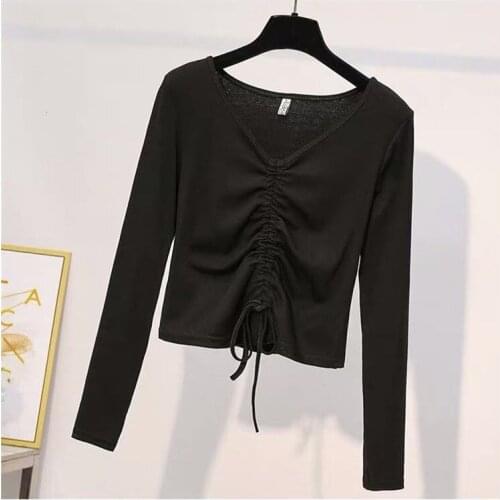 Sexy V-Neck Longe Sleeve Cotton Shirts Autumn Spring Elegant Long Sleeves Solid Tops Big Size Female Casual Breathable Shirt