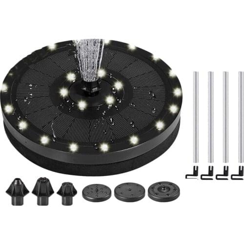 Solar Fountain Pump 3.5W Powered Circle Garden Floating LED Water Pumps with 8 Nozzles for Outdoor Birdbath Ponds Pool